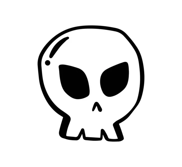 Alien Crânio Mão Desenhada Vetor Design Linha Símbolo Personagem Monstro — Vetor de Stock