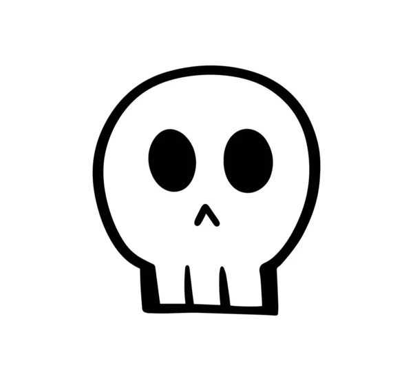 単純な頭蓋骨の手線の設計ベクトルを描いた 怖いキャラクターシンボル — ストックベクタ