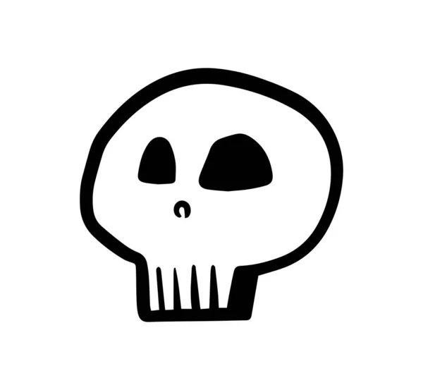 Ligne Dessinée Main Vecteur Conception Crâne Symbole Personnage Doodle — Image vectorielle