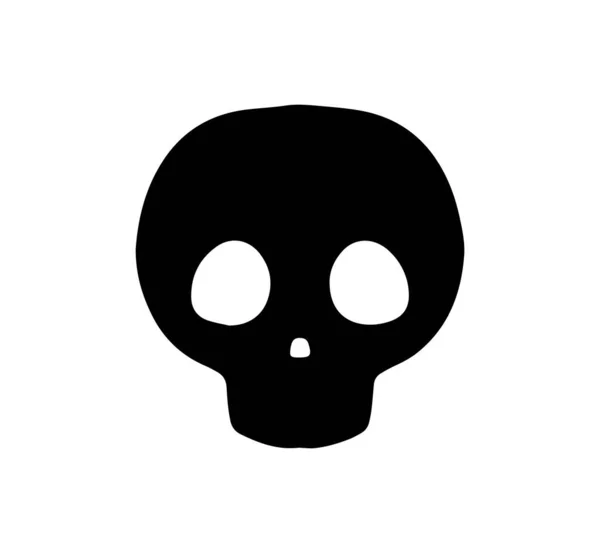 頭蓋骨の手描きソリッドラインデザインベクトル 悪の文字記号 — ストックベクタ