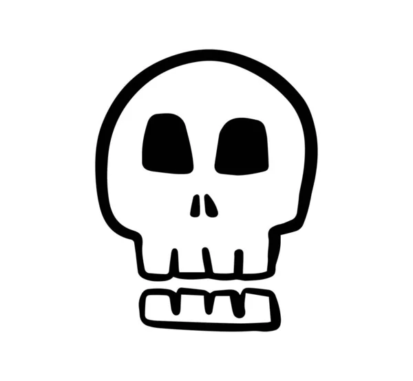 Hand Drawn Skull Line Design Vector Scary Character Symbol — Stock Vector