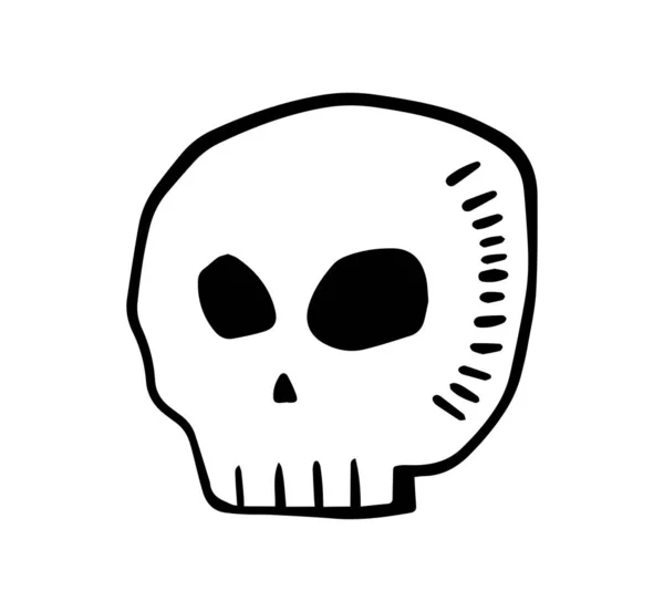 Crâne Dessiné Main Vecteur Conception Ligne Symbole Effrayant — Image vectorielle