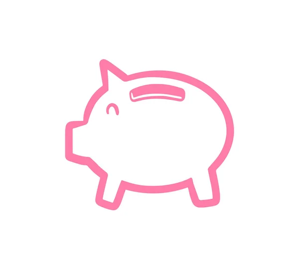 Porco Banco Desenhado Mão Ícone Vetor Design Símbolo Personagem Doodle — Vetor de Stock