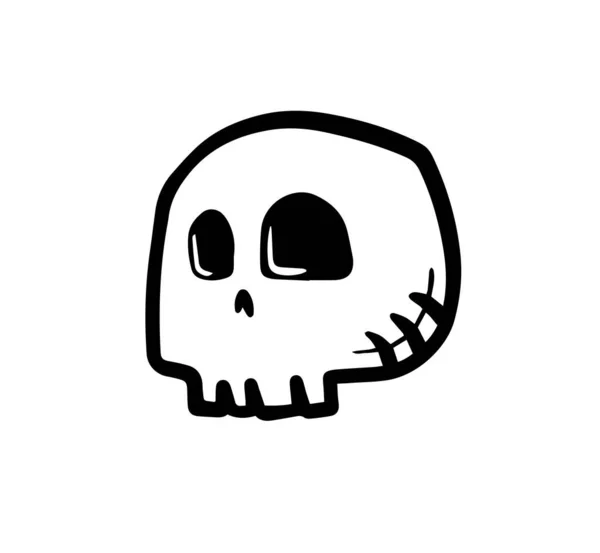 Tête Crâne Vecteur Conception Encre Noire Caractère Dessiné Main Symbole — Image vectorielle