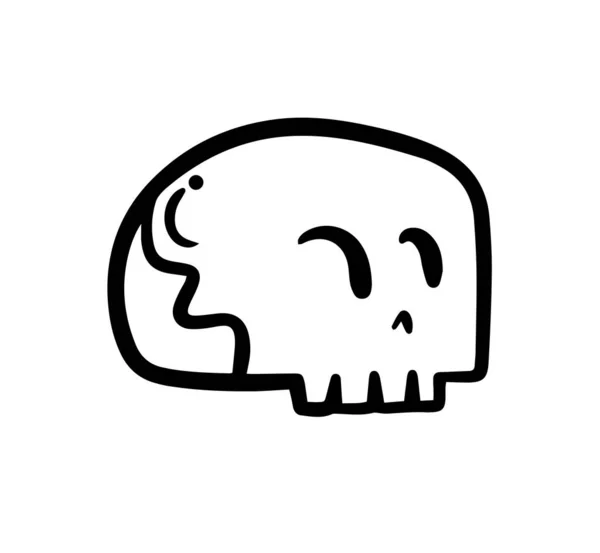 頭蓋骨の頭の描画デザインベクトル 人形の文字記号 — ストックベクタ