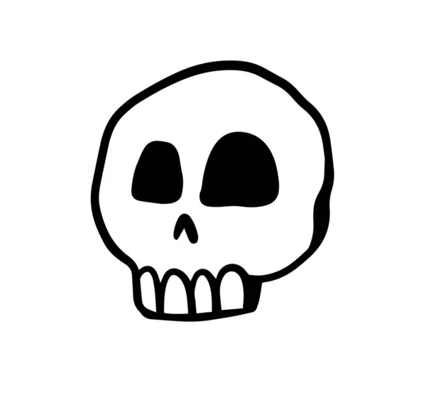 頭蓋骨の手線のデザインベクトル 怖いキャラクターシンボル — ストックベクタ