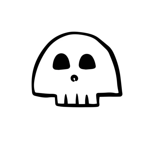 堰頭蓋骨の手線の設計ベクトルを描いた 怖いキャラクターシンボル — ストックベクタ