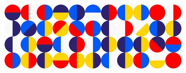 Renkli Geometrik Daire Bauhaus Desen Banner Arkaplan Tasarım Vektörü — Stok Vektör