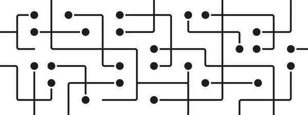 Carte Circuit Réseau Système Connecter Des Points Des Lignes Bannière — Image vectorielle