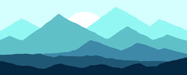 Paysage Montagne Panoramique Style Plat Bannière Fond Design — Image vectorielle