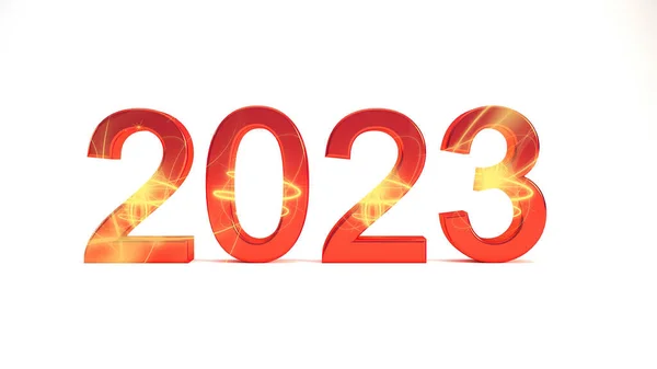 2023 Roter Text Hell Glitzernd Glühend Goldglänzende Farben Lichteffekt Isoliert — Stockfoto