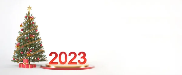 2023 Rot Und Gold Frohes Neues Jahr Podium Oder Stand — Stockfoto
