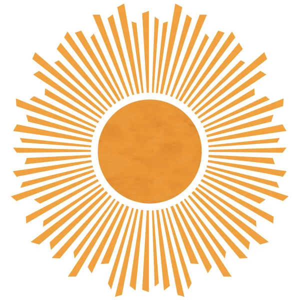 Boho阳光橙色平面插图墙壁艺术为印刷品 可爱的幼儿园抽象阳光极简主义印刷品 斯堪的纳维亚风格的儿童居室装饰 — 图库照片