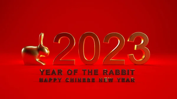 Frohes Chinesisches Neujahr 2023 Text Jahr Des Hasenkonzepts Isoliert Auf — Stockfoto