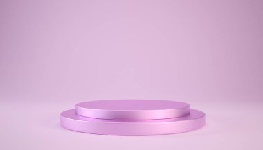 Sevgililer Günü 3D pembe podyum ya da açık pembe arka planda kaide, Sevgililer Günü konsepti için 3D resimleme.