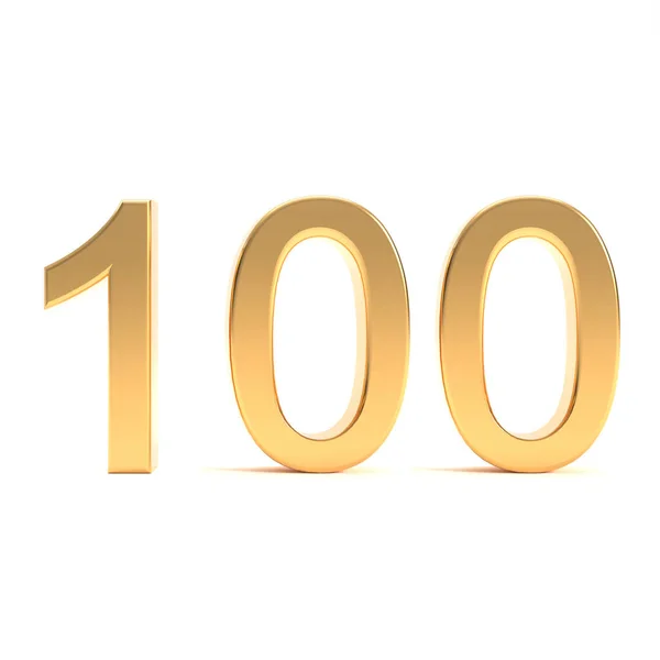 100 Followers Symbol Rendering Gold 100 Number Illustration White Background — 스톡 사진