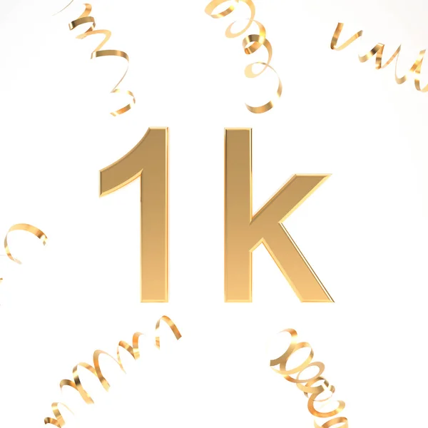 Followers Symbol Confetti Rendering Gold Number Illustration White Background Celebration — 스톡 사진