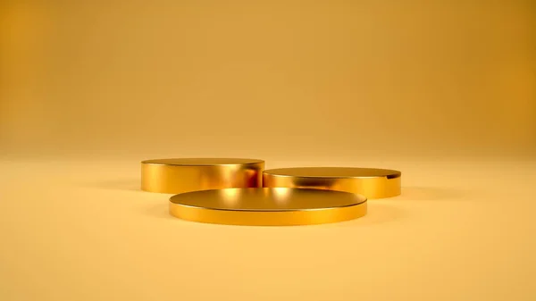 Goud Podium Voetstuk Gouden Achtergrond Voor Product Display Weergave Lege — Stockfoto