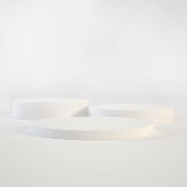 Suporte Fundo Produto Branco Pedestal Pódio Exibição Publicidade Com Cenários — Fotografia de Stock