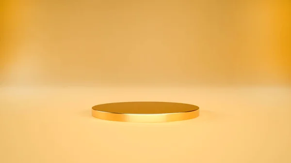 Gold Podium Pedestal Golden Background Product Display Rendering Empty Podium — Stock Photo, Image