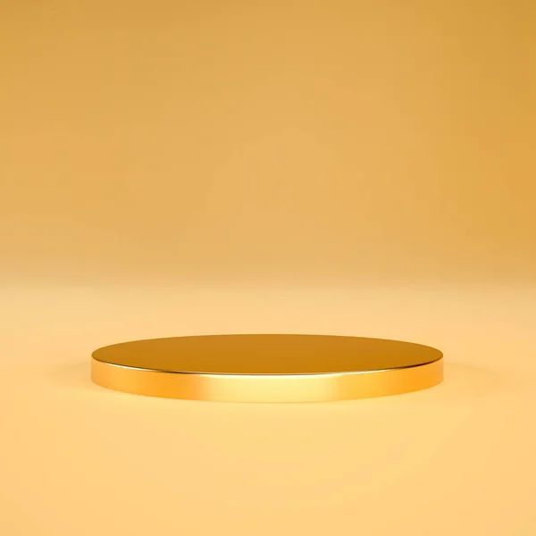 Gold Podium Pedestal Golden Background Product Display Rendering Empty Podium — Stock Photo, Image