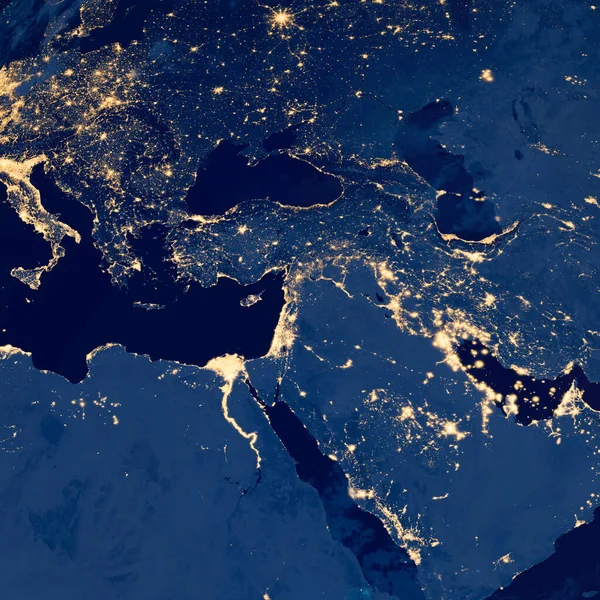 Terra Foto Noite Luzes Cidade Europa Médio Oriente Turquia Itália — Fotografia de Stock