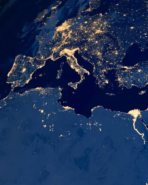 Terra Foto Noite Luzes Cidade Europa Itália Mar Negro Mar — Fotografia de Stock