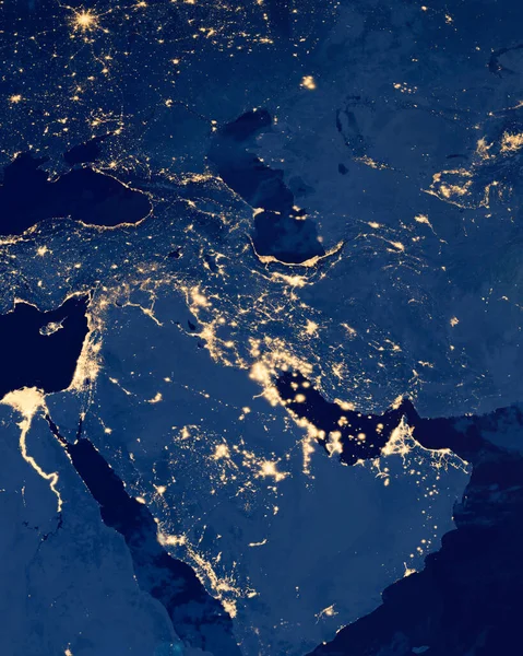 Fotografia Terra Noite Luzes Cidade Europa Médio Oriente Arábia Saudita — Fotografia de Stock