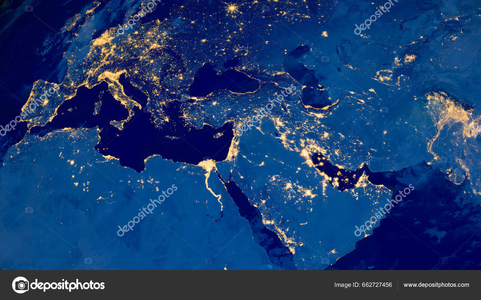 Photo Terre Nuit Carte Monde Photo Satellite Lumières Ville L'europe —  Photo de stock par ©GG_Design - 662727456, image size:1600x1000