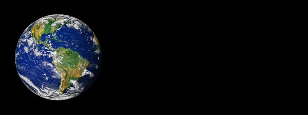 Planeta Ziemia Globus Przestrzeń Odizolowany Czarny Tło Sztandar Lub Nagłówek — Zdjęcie stockowe