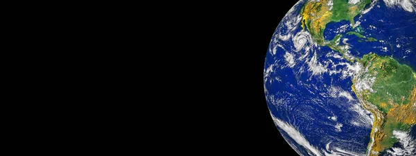Planeta Terra Partir Espaço Isolado Banner Fundo Preto Cabeçalho Com — Fotografia de Stock
