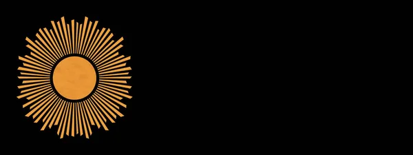 Оранжево Солнечная Плоская Иллюстрация Заголовком Копирования Дизайном Баннера Скандинавский Стиль — стоковое фото