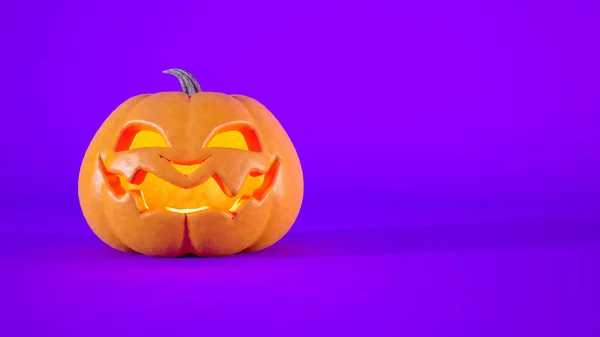 Halloween Concepto Jack Linterna Aislada Sobre Fondo Púrpura Con Espacio — Foto de Stock