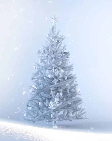 Сніговий Різдвяний Фон Концепції Вітальних Листівок Дизайн Рендеринга Ілюстрації Біла — стокове фото