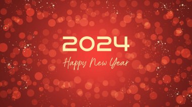 2024 Mutlu Noeller kırmızı soyut parlak başlık veya bokeh efektli afiş arkaplanı.