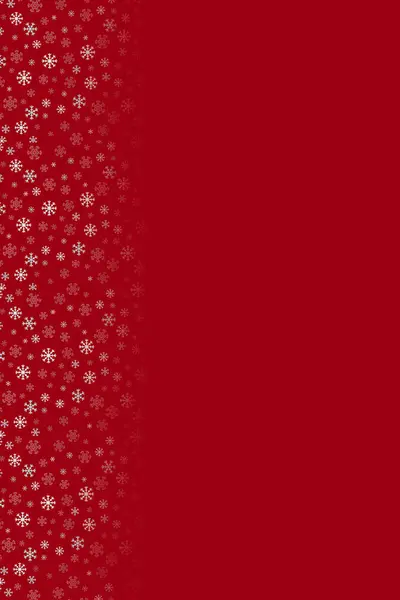 Снежинки Падают Рождественский Красный Фон Дизайн Новогодней Открытки Снегом Вертикальный — стоковое фото