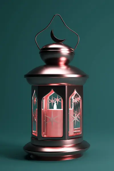 斋月灯笼垂直背景与复制空间 3D渲染 穆斯林圣月斋月卡里姆壁纸设计 — 图库照片