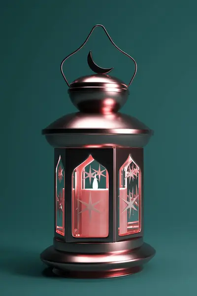斋月灯笼垂直背景与复制空间 3D渲染 穆斯林圣月斋月卡里姆壁纸设计 图库图片