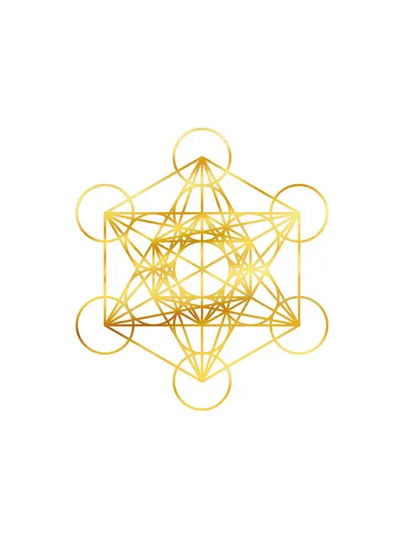 在白色背景上孤立的金属立方体金符号 神圣几何元的立方体金符号 免版税图库照片