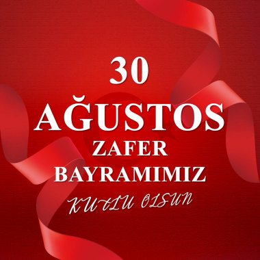 30 Agustos Zafer Bayrami Kutlu Olsun, nam-ı diğer 30 Ağustos Zafer Günü afişi Atatürk silueti ve Türk bayrağıyla tasarlandı. Türkiye 'de Zafer ve Ulusal Gün Kutlaması. Sosyal medya şablonu.
