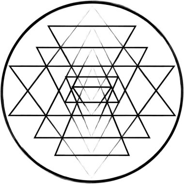 Sri yantra symbol isolated on white background. Sacred geometry symbol concept.