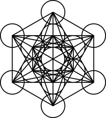 Metatron küp sembolü beyaz arkaplanda izole edilmiş. Kutsal geometri sembolü kavramı.