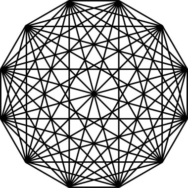 Teserakt sembolü beyaz arkaplanda izole edildi. Kutsal geometri sembolü kavramı.