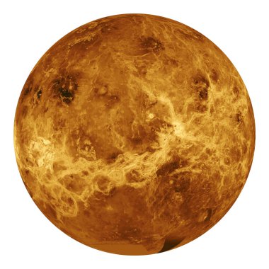Venüs gezegeni, Venüs 'ün beyaz uydu görüntüleriyle izole edilmiş. Bu görüntünün elementleri NASA tarafından desteklenmektedir.