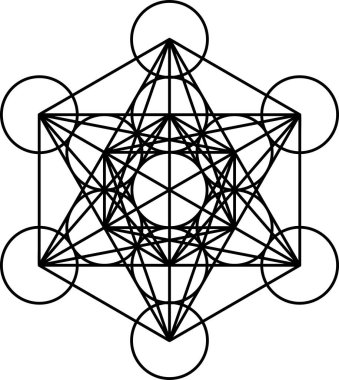 Metatron küp vektör sembolü beyaz arkaplanda izole edildi. Kutsal geometri sembolü kavramı.