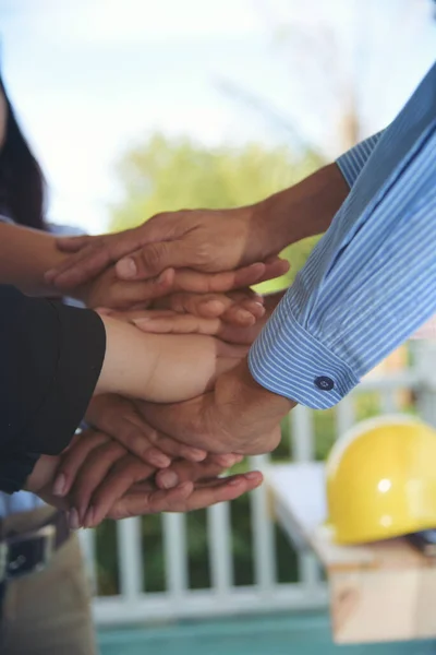 Close Hands Diverse Multiethnic Partners Team Together Teamwork Group Multi — Stock Photo, Image