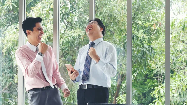 Excited Two Businessman Ceo Company Achievement Success Businessman Happy Got — Stock Fotó