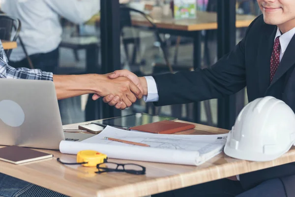 Team Business Partners Shaking Hands Together Greeting Start Small Business — Stock Photo, Image