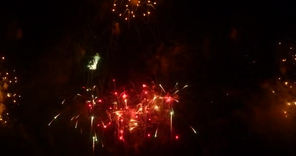 Rotes Feuerwerk Feiern Jubiläum Glückliches Neues Jahr 2024 Juli Feiertag — Stockvideo