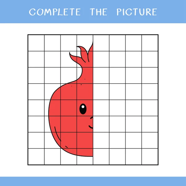写真を完成させて 子供のための簡単な教育ゲーム 着色本のためのかわいいザクロのベクトルイラスト — ストックベクタ